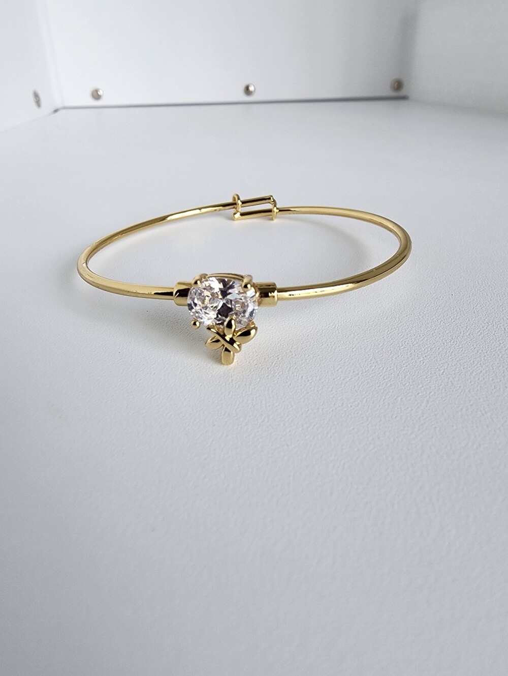 Gold Plated Butterfly CZ Bangle Bracelet Girls Kids 40mm Gift Jewelry - Picture 7 of 7